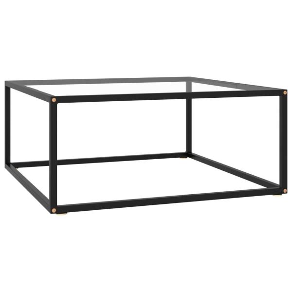 Sofabord 80x80x35 cm hærdet glas sort