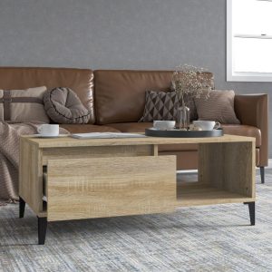 Sofabord 90x50x36,5 cm konstrueret træ sonoma-eg