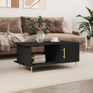 Sofabord 90x50x40 cm konstrueret træ sort